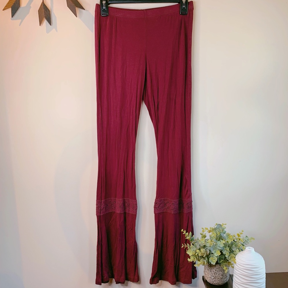 [H.I.P] maroon flare pants